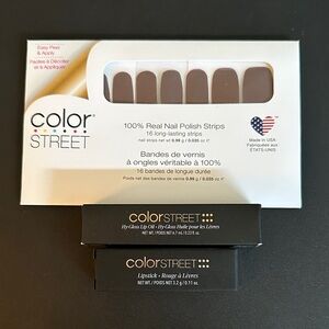 Color Street “The Mocha Edit” Nail Polish Strips Set with Lip Products